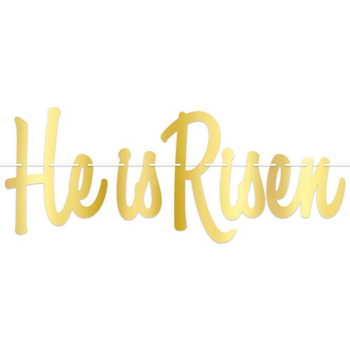 Foil He Is Risen Streamer – 9¾" x 27" – (1/Pkg) by Beistle for Easter Streamers