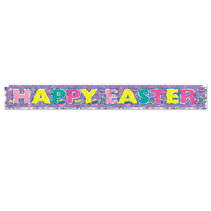 Metallic Happy Easter Fringe Banner – 7½" x 5' – (1/Pkg) by Beistle Metallic Banners