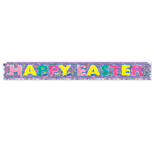 Metallic Happy Easter Fringe Banner – 7½" x 5' – (1/Pkg) by Beistle Metallic Banners