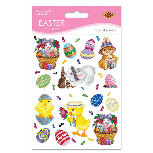 Easter Basket & Friends Stickers – 4¾" x 7½" – (4 Shs/Pkg) by Beistle