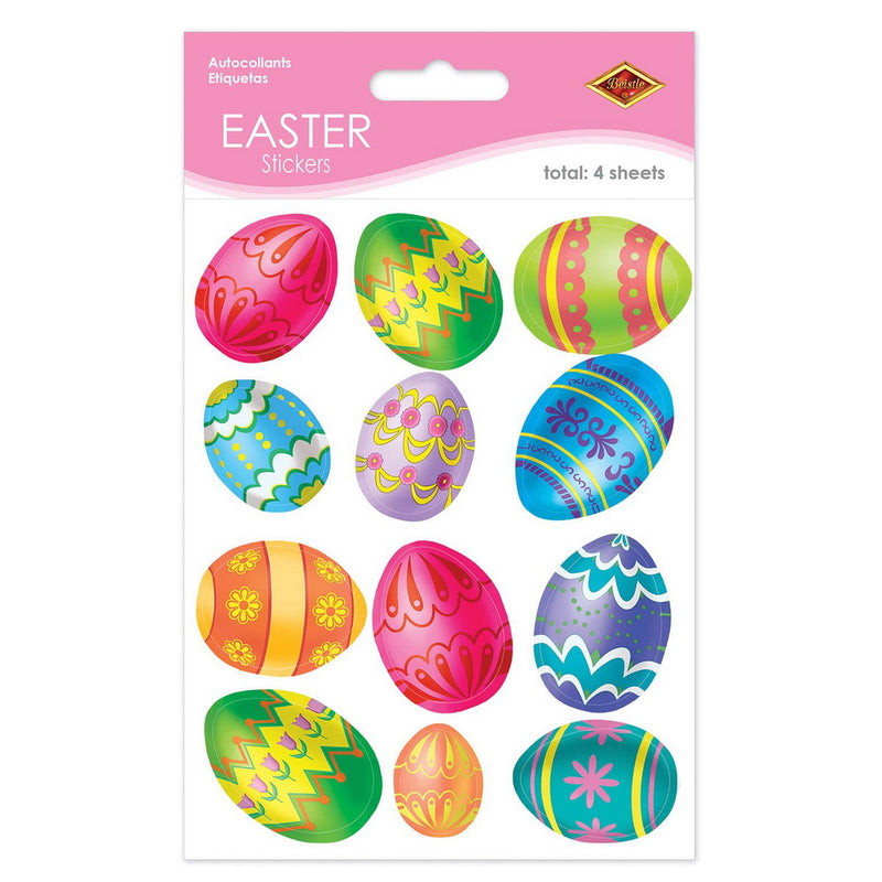 Easter Egg Stickers – 4¾" x 7½" – (4 Shs/Pkg) by Beistle