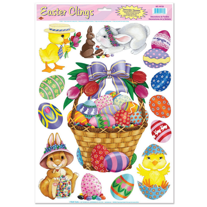 Easter Basket & Friends Clings – 12" x 17" Sh – (5/Sh) by Beistle Window Clings