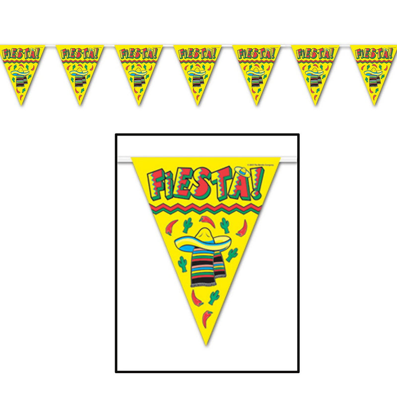 Fiesta! Pennant Banner – 11" x 12' – (1/Pkg) by Beistle for Fiesta and Cinco de Mayo Pennant Banners