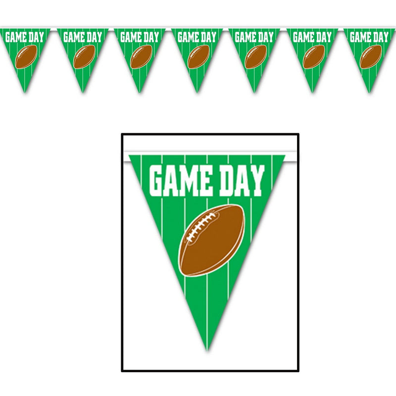Game Day Football Pennant Banner – 11" x 12' – (1/Pkg) by Beistle Pennant Banners
