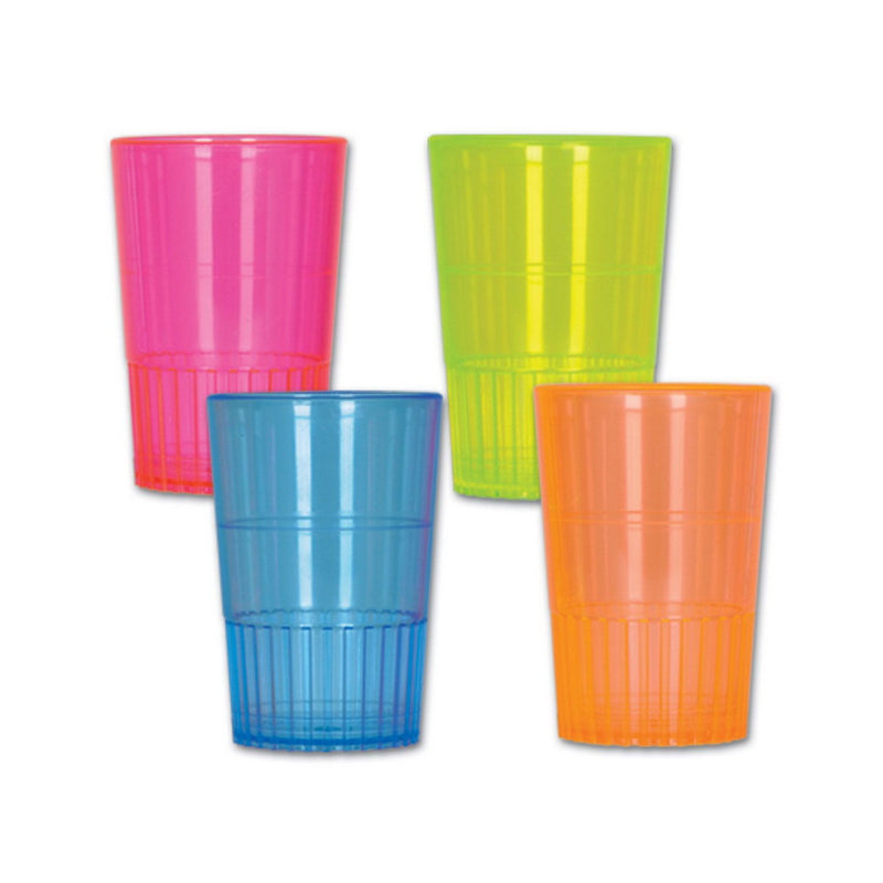 Neon Shot Glasses – 1½ Oz – (8/Pkg) by Beistle for Luau Drinkware