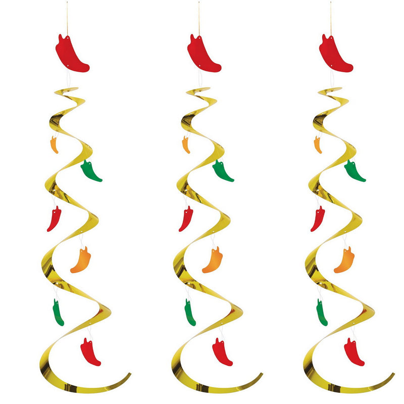 Chili Pepper Whirls – 30" – (3/Pkg) by Beistle for Fiesta and Cinco de Mayo