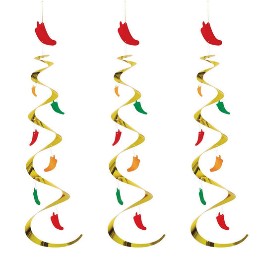 Chili Pepper Whirls – 30" – (3/Pkg) by Beistle for Fiesta and Cinco de Mayo