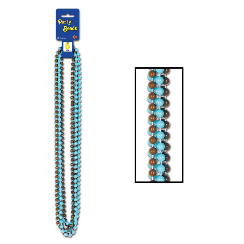 Party Beads - Small Round – 7mm x 33" – (6/Card) by Beistle for General occasion Round Party Beads