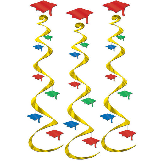 Grad Cap Whirls – 30" – (3/Pkg) by Beistle for Graduation