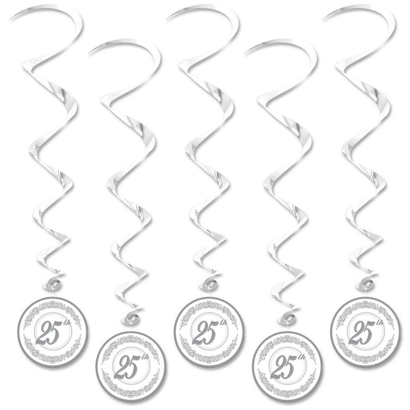 "25th" Anniversary Whirls – 3' 4" – (5/Pkg) by Beistle