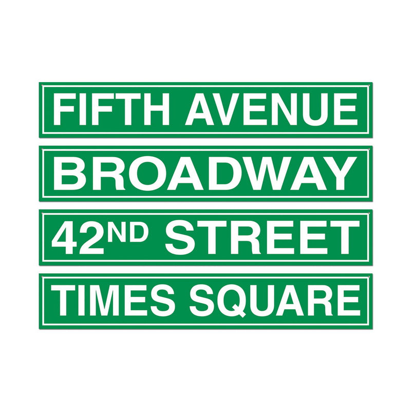 New York City Street Sign Cutouts – 4" x 24" – (4/Pkg) by Beistle for Awards Night Printed