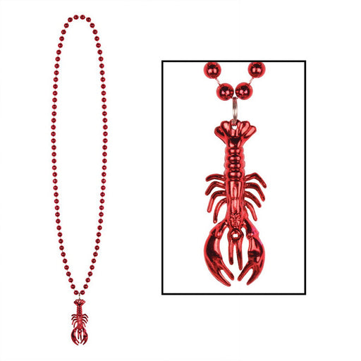 Beads w/Crawfish Medallion – 33" – (3/Card) by Beistle for Mardi Gras Beads with Medallion
