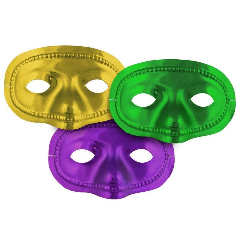 Metallic Half Masks by Beistle for Mardi Gras Novelty