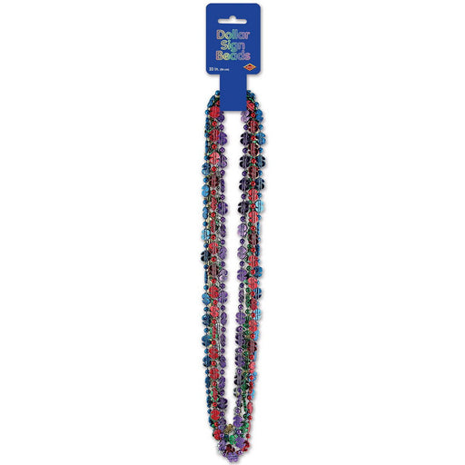"$" Beads – 33" – (6/Card) by Beistle for Casino Novelty Beads