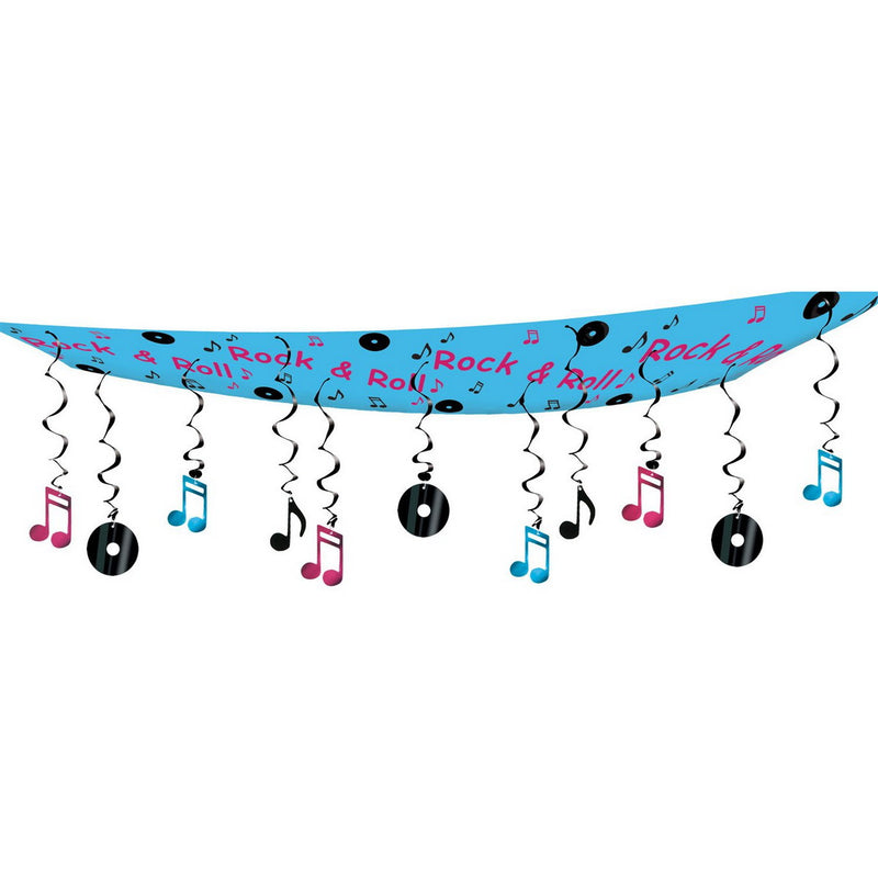 Rock & Roll Ceiling Decor – 12" x 12' – (1/Pkg) by Beistle for 50's and Rock & Roll Ceiling Décor