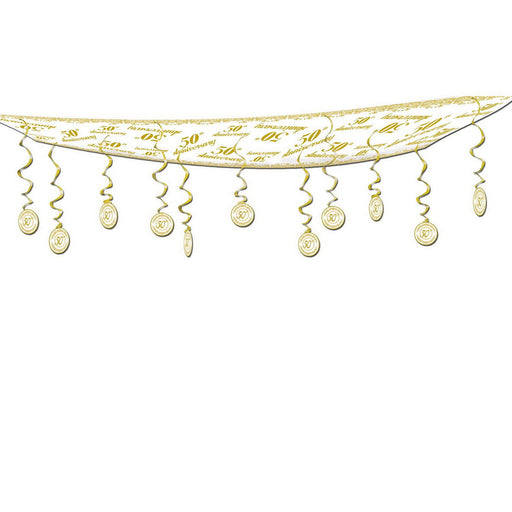 "50th" Anniversary Ceiling Decor – 12" x 12' – (1/Pkg) by Beistle Ceiling Décor