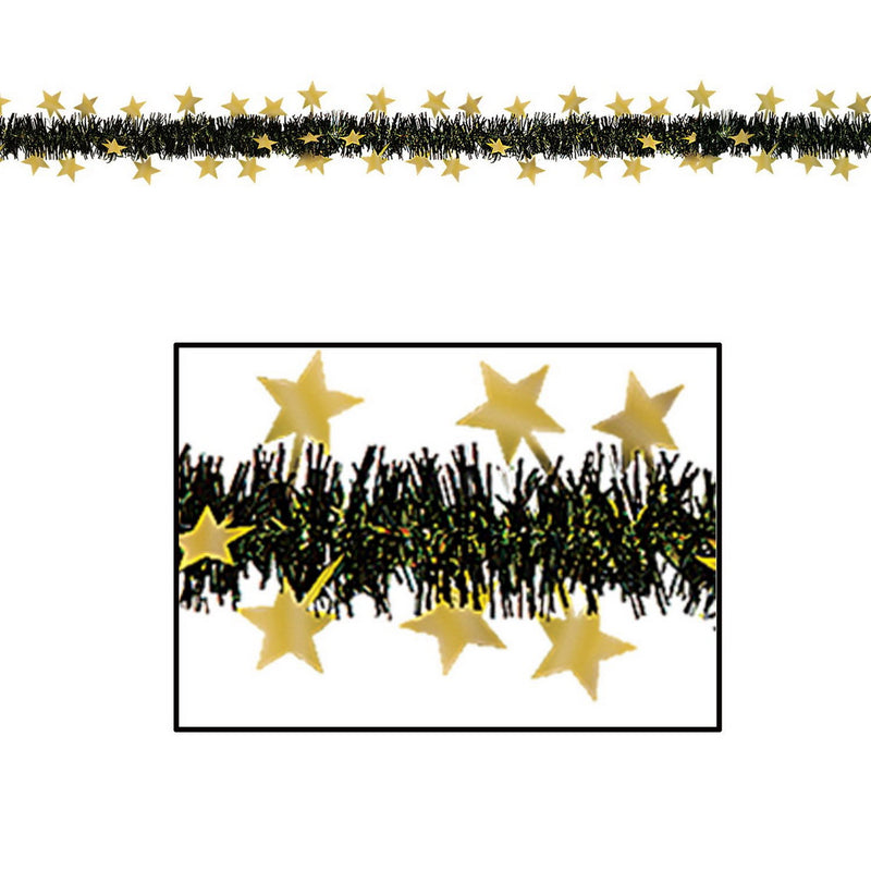 Metallic Star Garland – 12' – (1/Card) by Beistle for New Years Metallic Festooning