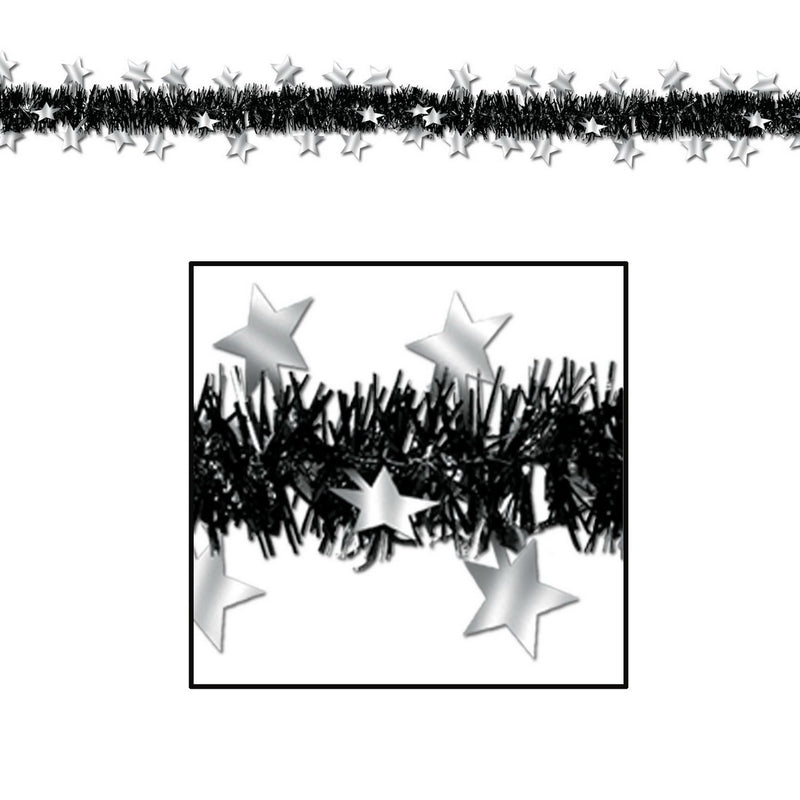 Metallic Star Garland – 12' – (1/Card) by Beistle for New Years Metallic Festooning