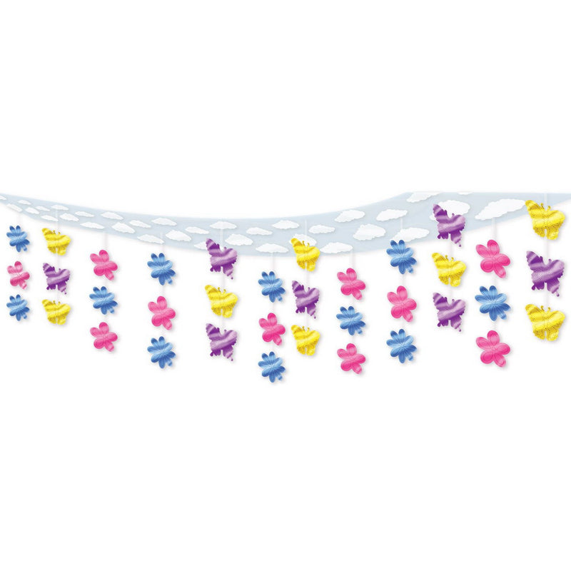 Butterfly & Flower Ceiling Decor – 12" x 12' – (1/Pkg) by Beistle for Spring and Summer Ceiling Décor