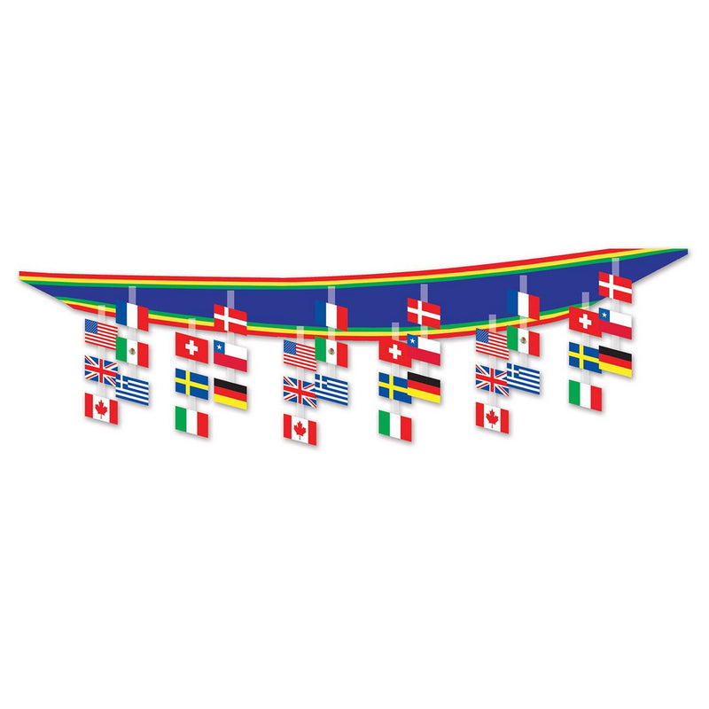International Flag Ceiling Decor – 12" x 12' – (1/Pkg) by Beistle Ceiling Décor