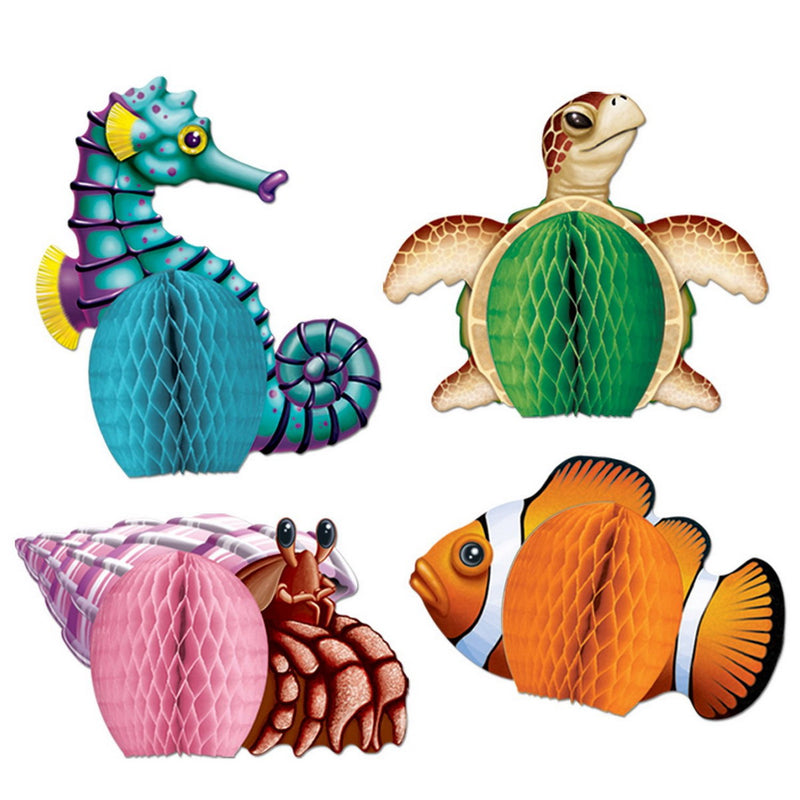 Sea Creatures Mini Centerpieces – 5½" – (4/Pkg) by Beistle for Under The Sea Tissue