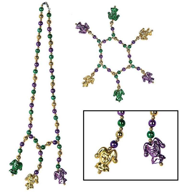 Mardi Gras Beads Choker/Bracelet Set – 18" & 7" – (1/Card) by Beistle Novelty Beads