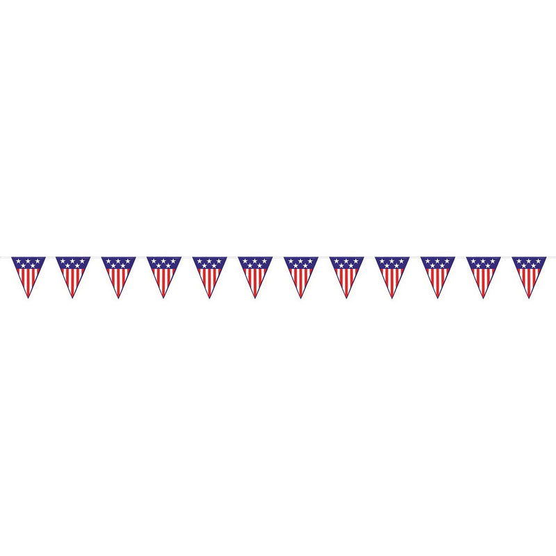 Spirit Of America Pennant Banner – 11" x 12' – (1/Pkg) by Beistle for Patriotic Pennant Banners