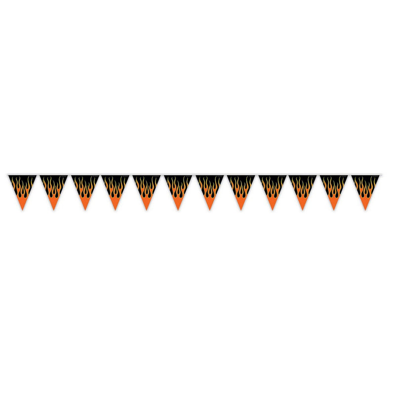 Flame Pennant Banner – 11" x 12' – (1/Pkg) by Beistle for Racing Pennant Banners