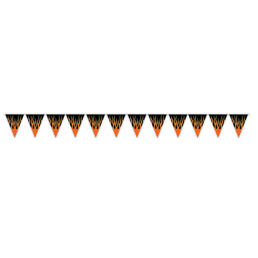 Flame Pennant Banner – 11" x 12' – (1/Pkg) by Beistle for Racing Pennant Banners