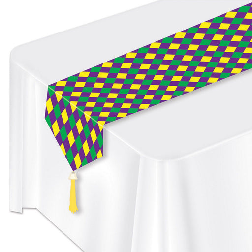 Printed Mardi Gras Table Runner – 11" x 6' – (1/Pkg) by Beistle Table Runners - Printed
