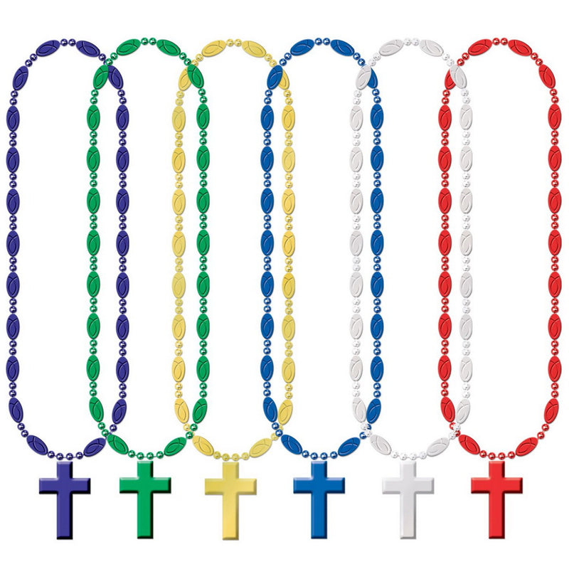 Religious Beads – 33" – (1/Card) by Beistle Beads with Medallion