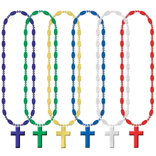 Religious Beads – 33" – (1/Card) by Beistle Beads with Medallion
