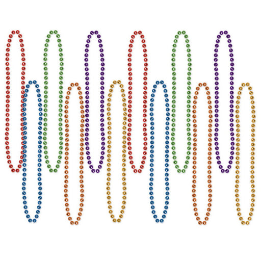 Party Beads - Small Round – 7mm x 33" – (12/Card) by Beistle for General occasion Round Party Beads