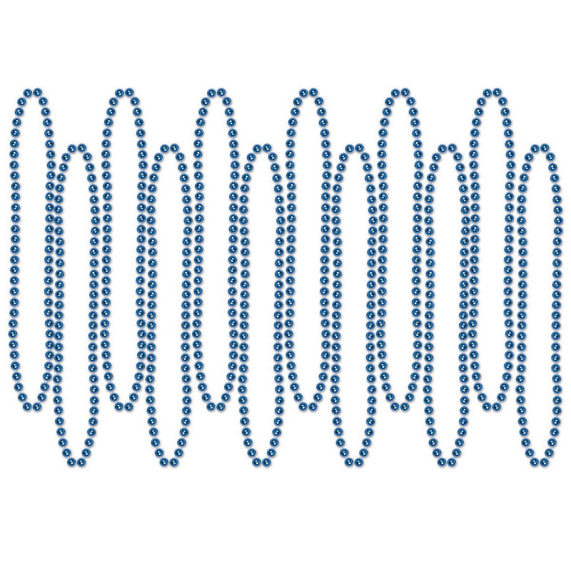 Party Beads - Small Round – 7mm x 33" – (12/Card) by Beistle for General occasion Round Party Beads