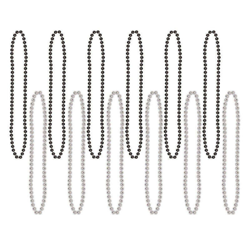 Party Beads - Small Round – 7mm x 33" – (12/Card) by Beistle for General occasion Round Party Beads