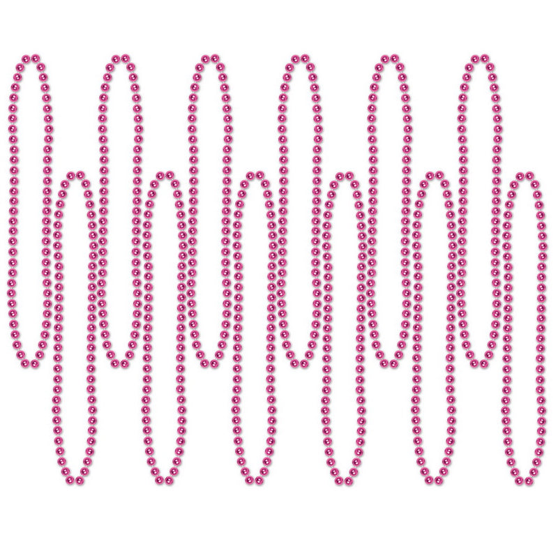 Party Beads - Small Round – 7mm x 33" – (12/Card) by Beistle for General occasion Round Party Beads