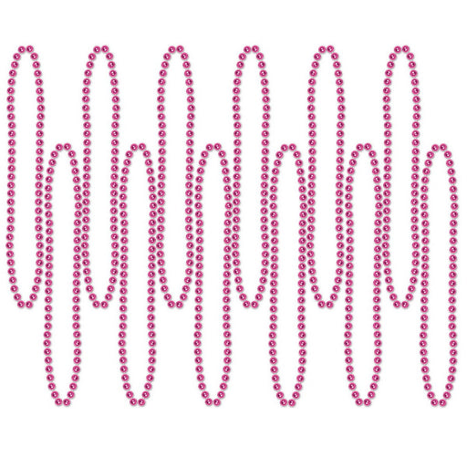 Party Beads - Small Round – 7mm x 33" – (12/Card) by Beistle for General occasion Round Party Beads