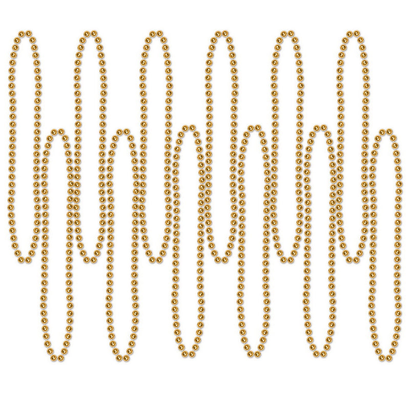 Party Beads - Small Round – 7mm x 33" – (12/Card) by Beistle for General occasion Round Party Beads
