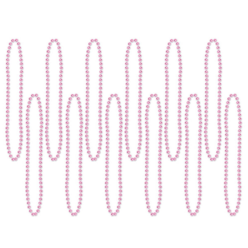 Party Beads - Small Round – 7mm x 33" – (12/Card) by Beistle for General occasion Round Party Beads