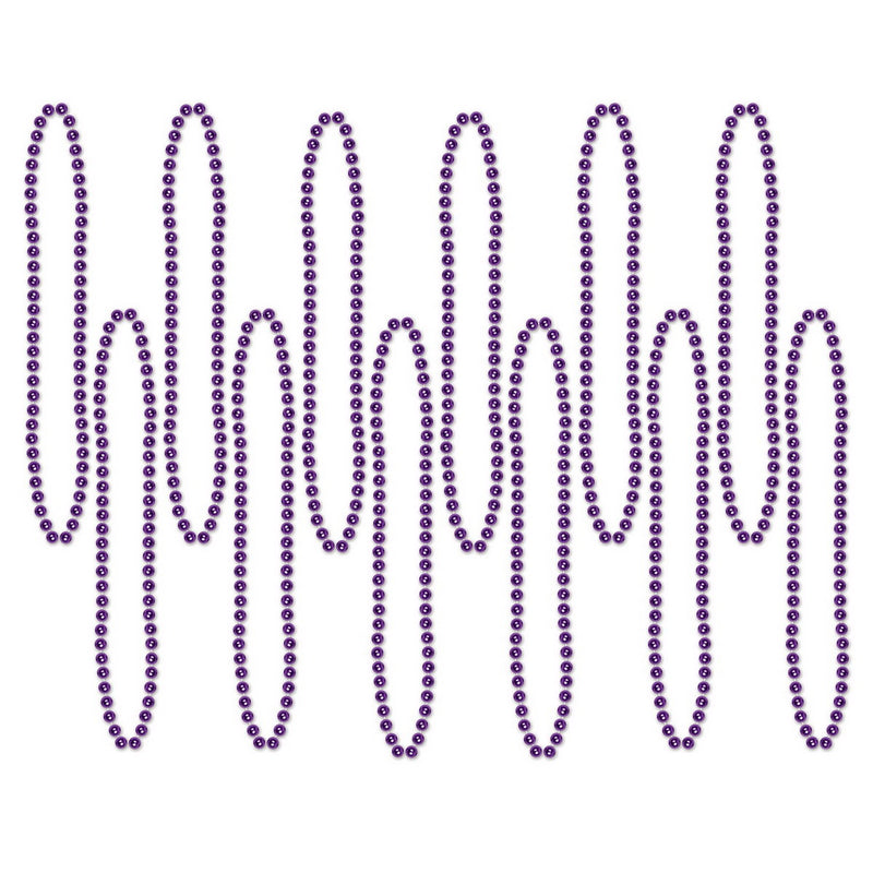 Party Beads - Small Round – 7mm x 33" – (12/Card) by Beistle for General occasion Round Party Beads