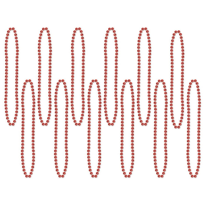 Party Beads - Small Round – 7mm x 33" – (12/Card) by Beistle for General occasion Round Party Beads