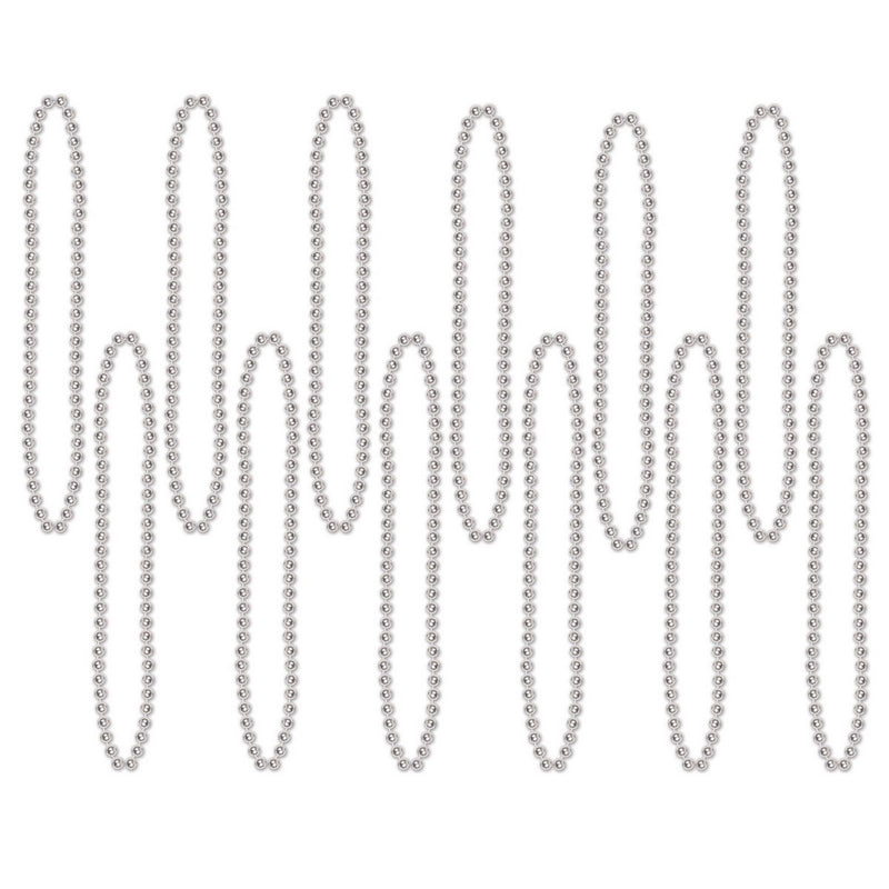 Party Beads - Small Round – 7mm x 33" – (12/Card) by Beistle for General occasion Round Party Beads
