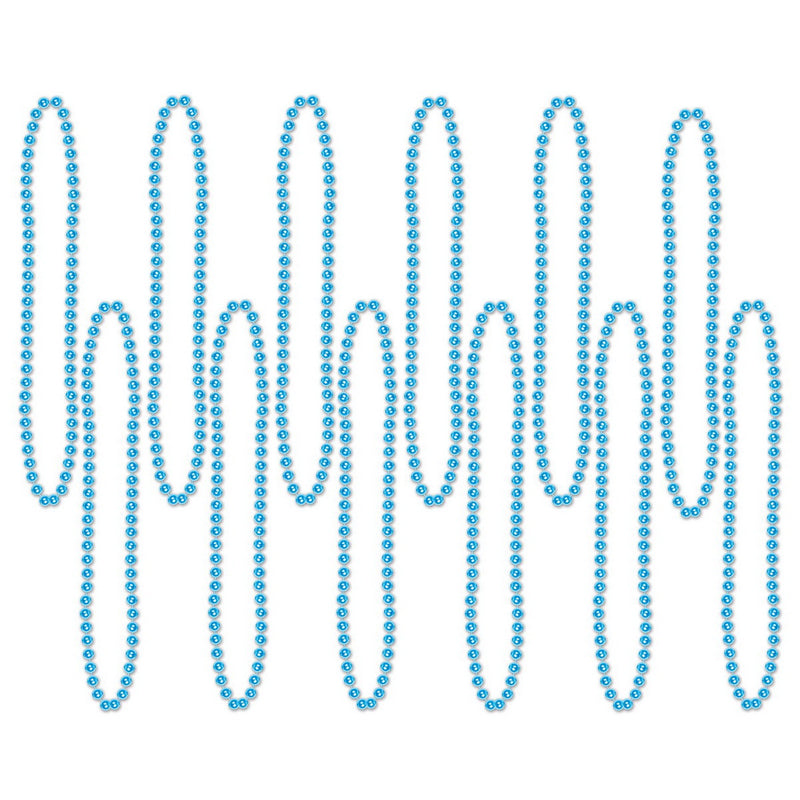 Party Beads - Small Round – 7mm x 33" – (12/Card) by Beistle for General occasion Round Party Beads