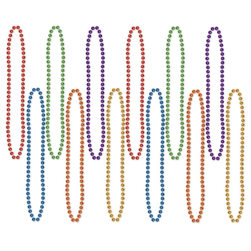 Party Beads - Small Round – 7mm x 33" – (12/Poly Bag) by Beistle for General occasion Round Party Beads