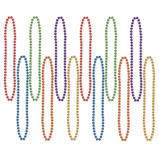 Party Beads - Small Round – 7mm x 33" – (12/Poly Bag) by Beistle for General occasion Round Party Beads