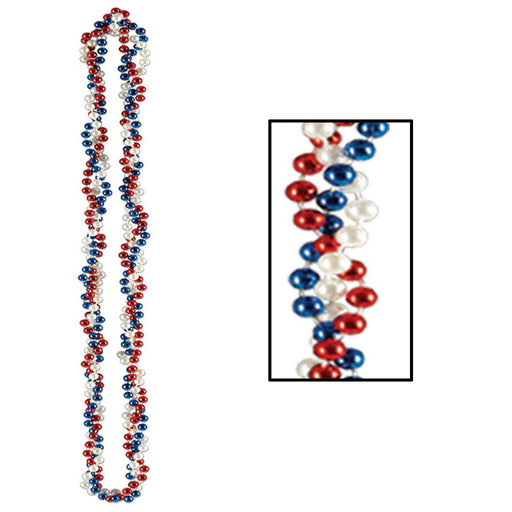 Braided Beads – 33" – (1/Card) by Beistle for Patriotic Round Party Beads