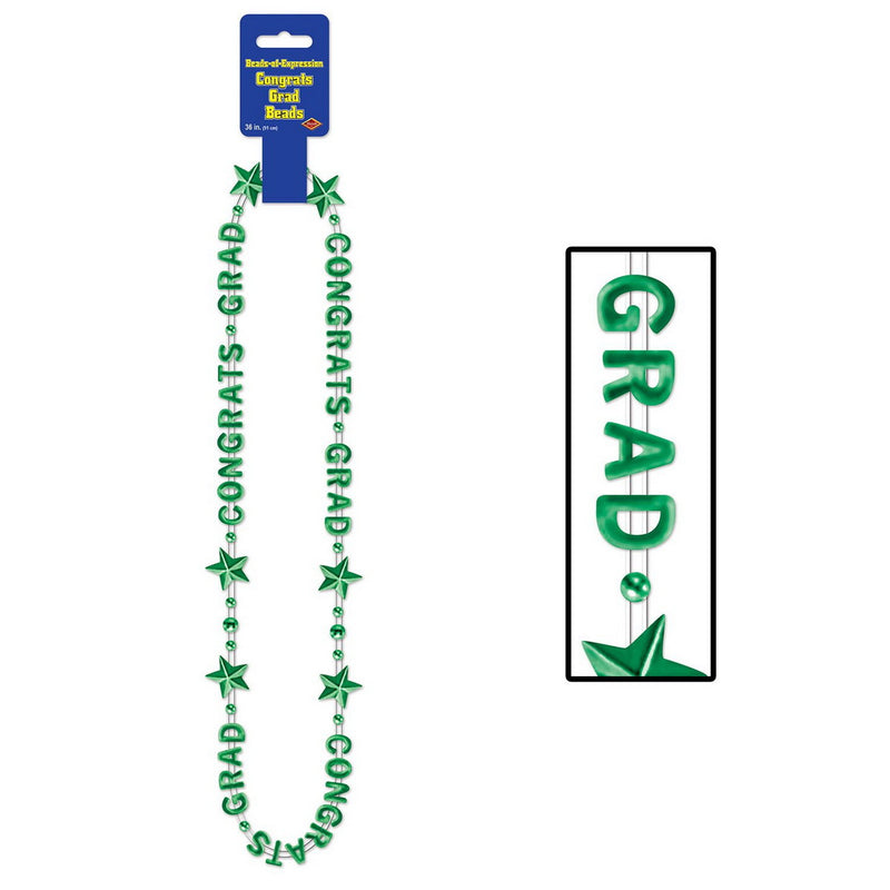 Congrats Grad Beads-Of-Expression – 36" – (1/Card) by Beistle for Graduation Novelty Beads
