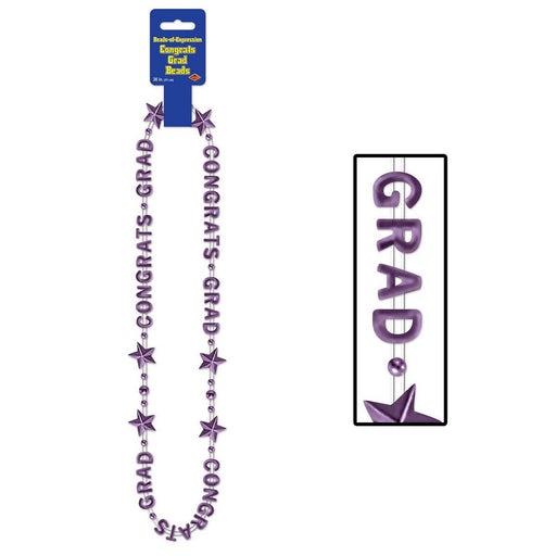 Congrats Grad Beads-Of-Expression – 36" – (1/Card) by Beistle for Graduation Novelty Beads