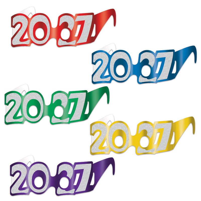 "2027" Glittered Foil Eyeglasses by Beistle for New Years