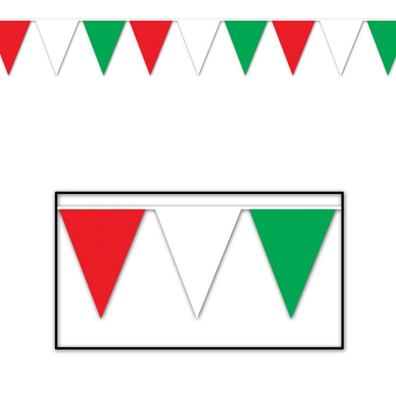 Red, White & Green Pennant Banner – 17" x 120' – (1/Pkg) by Beistle for Italian Pennant Banners